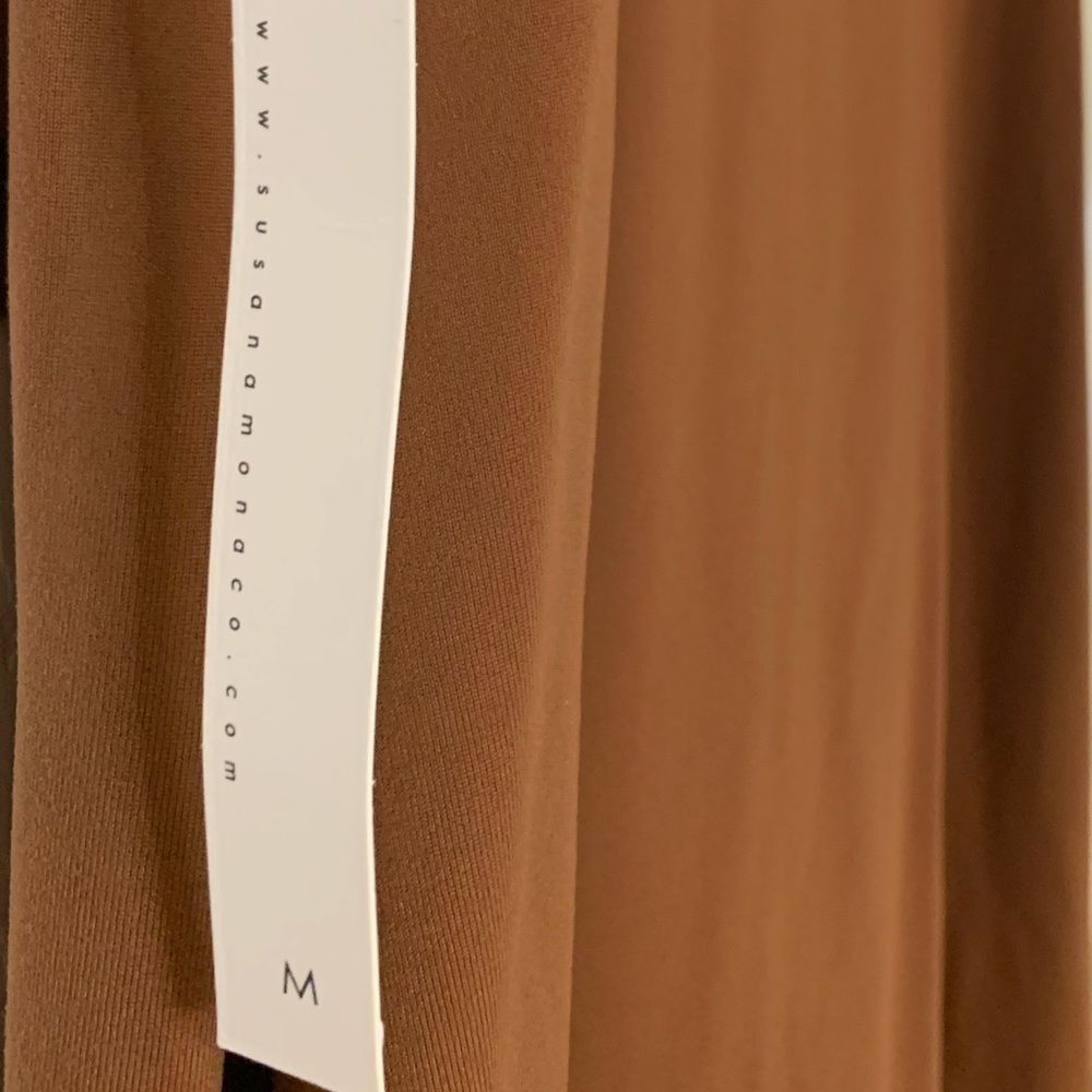 NWT SUSANA MONACO BROWN RUFFLED SPAGHETTI STRAPS MINI DRESS. Size Medium - Picture 3 of 6